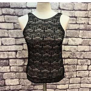 Ann Taylor Black & Tan Lace Tank Size Small Petite